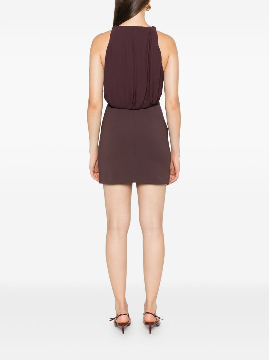 Elisabetta Franchi Bordeaux Mini Dress With Chain Detail For Women Evening Wear