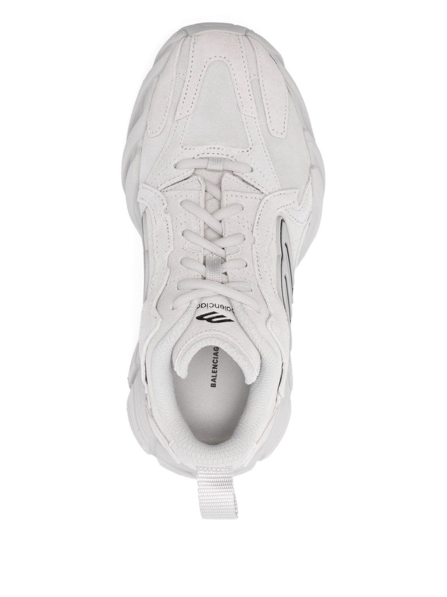 Balenciaga Monday Leather Sneakers For Women White Suede Inserts Chunky Rubber Sole Logo Detail
