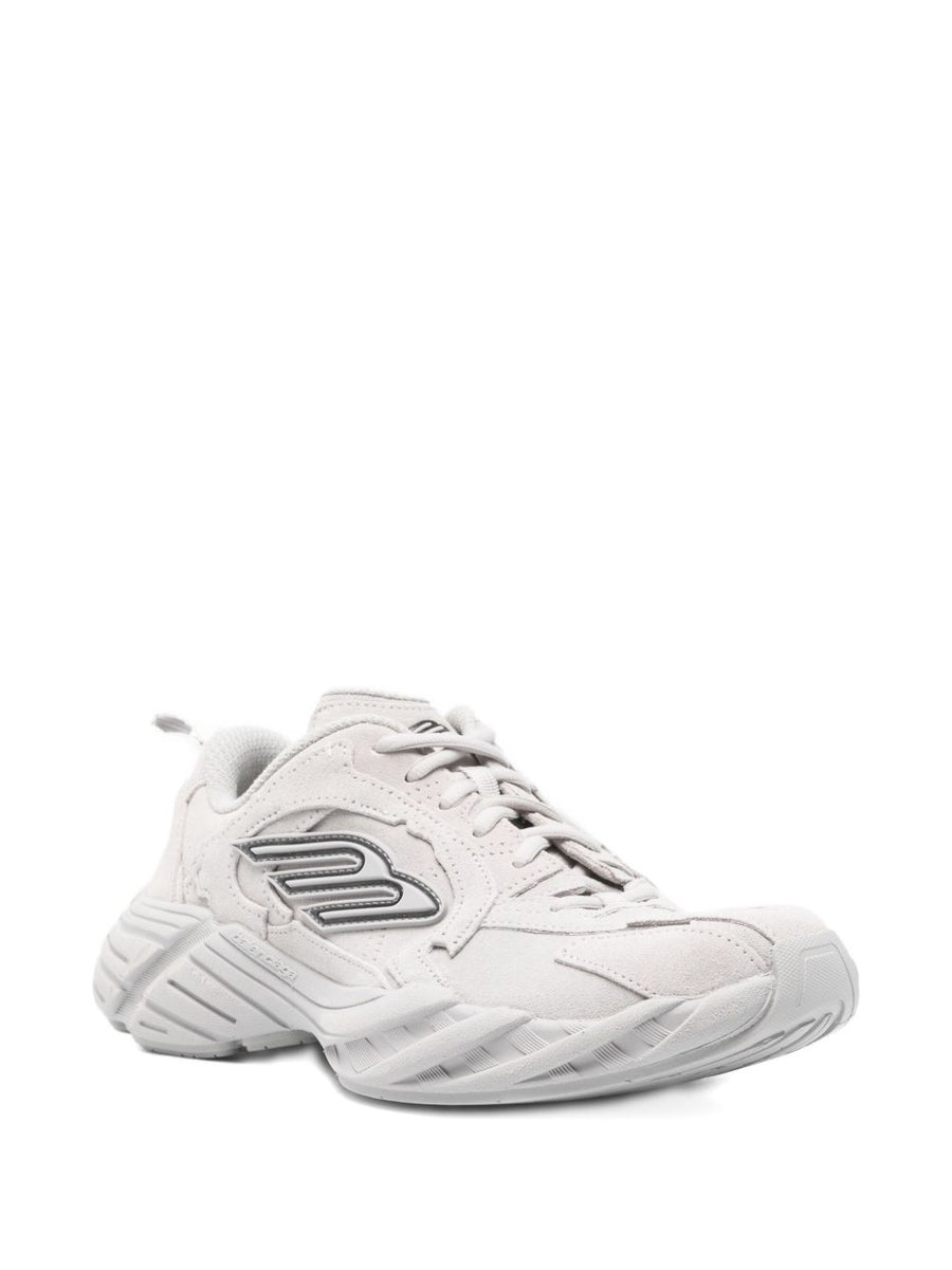 Balenciaga Monday Leather Sneakers For Women White Suede Inserts Chunky Rubber Sole Logo Detail