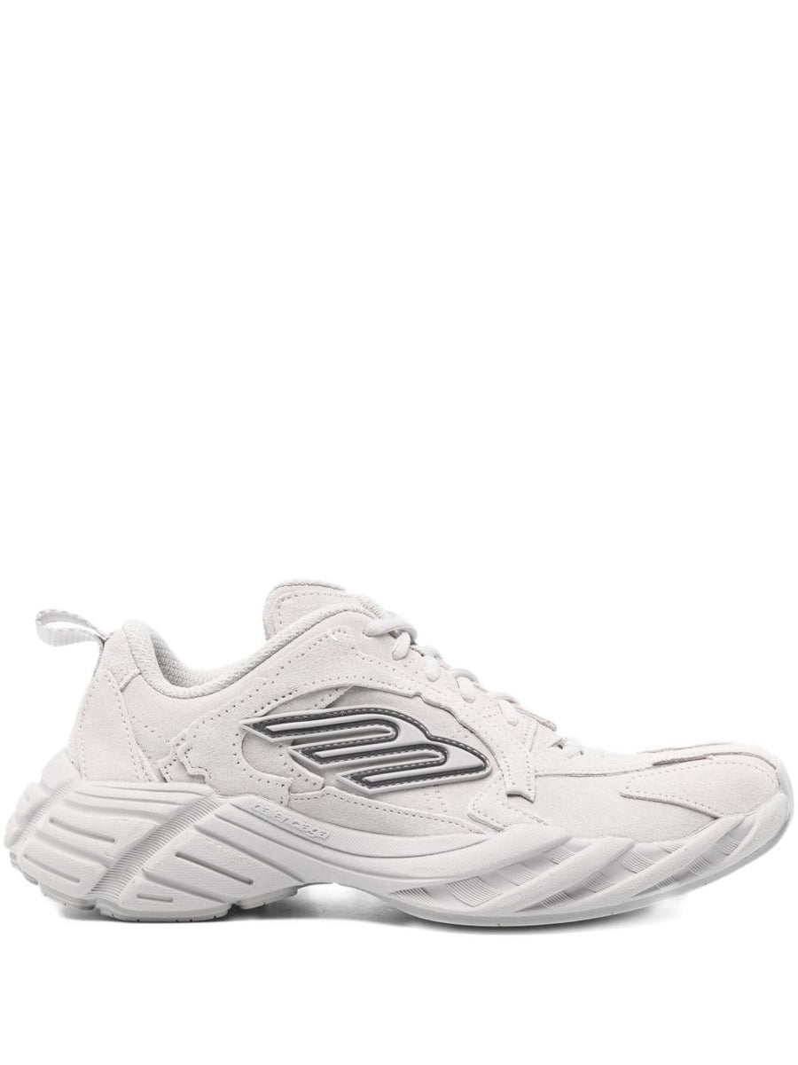 Balenciaga Monday Leather Sneakers For Women White Suede Inserts Chunky Rubber Sole Logo Detail