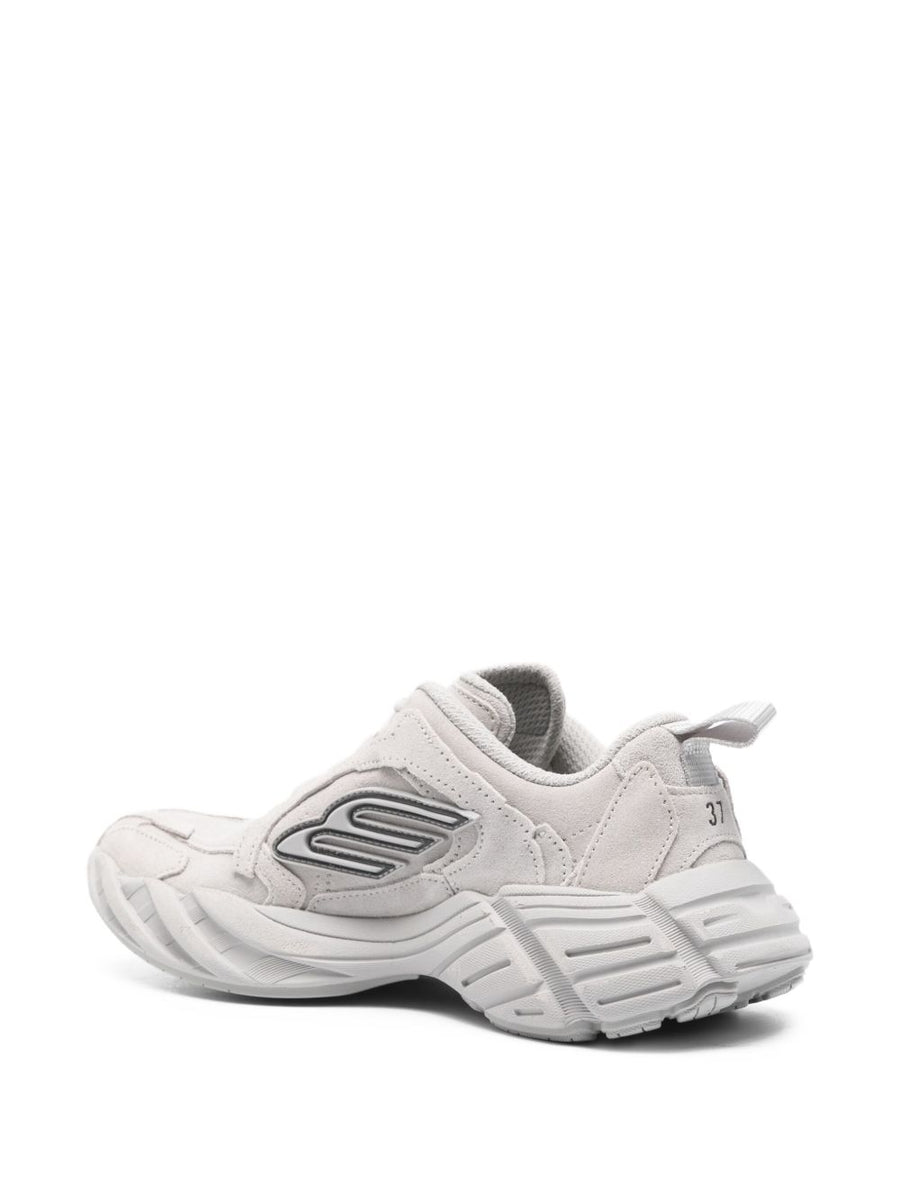 Balenciaga Monday Leather Sneakers For Women White Suede Inserts Chunky Rubber Sole Logo Detail