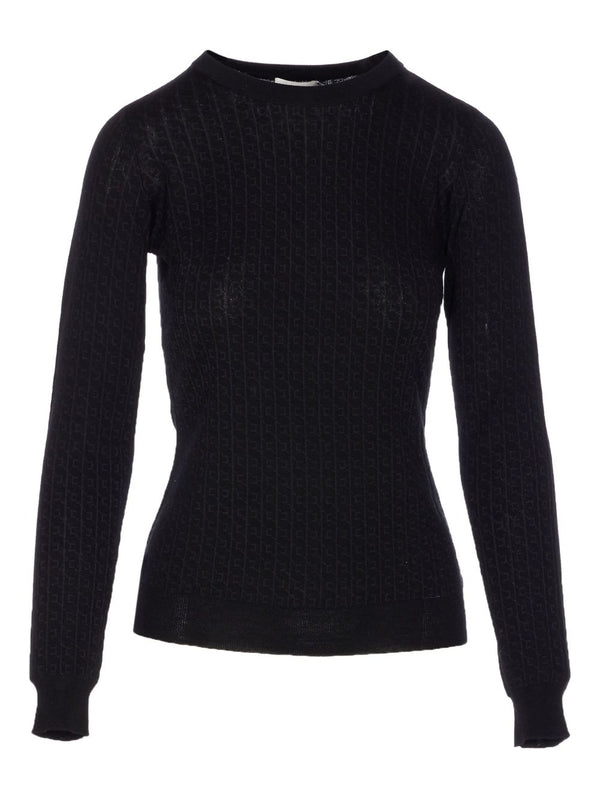 Elisabetta Franchi Wool Blend Crewneck Sweater For Women Luxury Black Topwear Edition