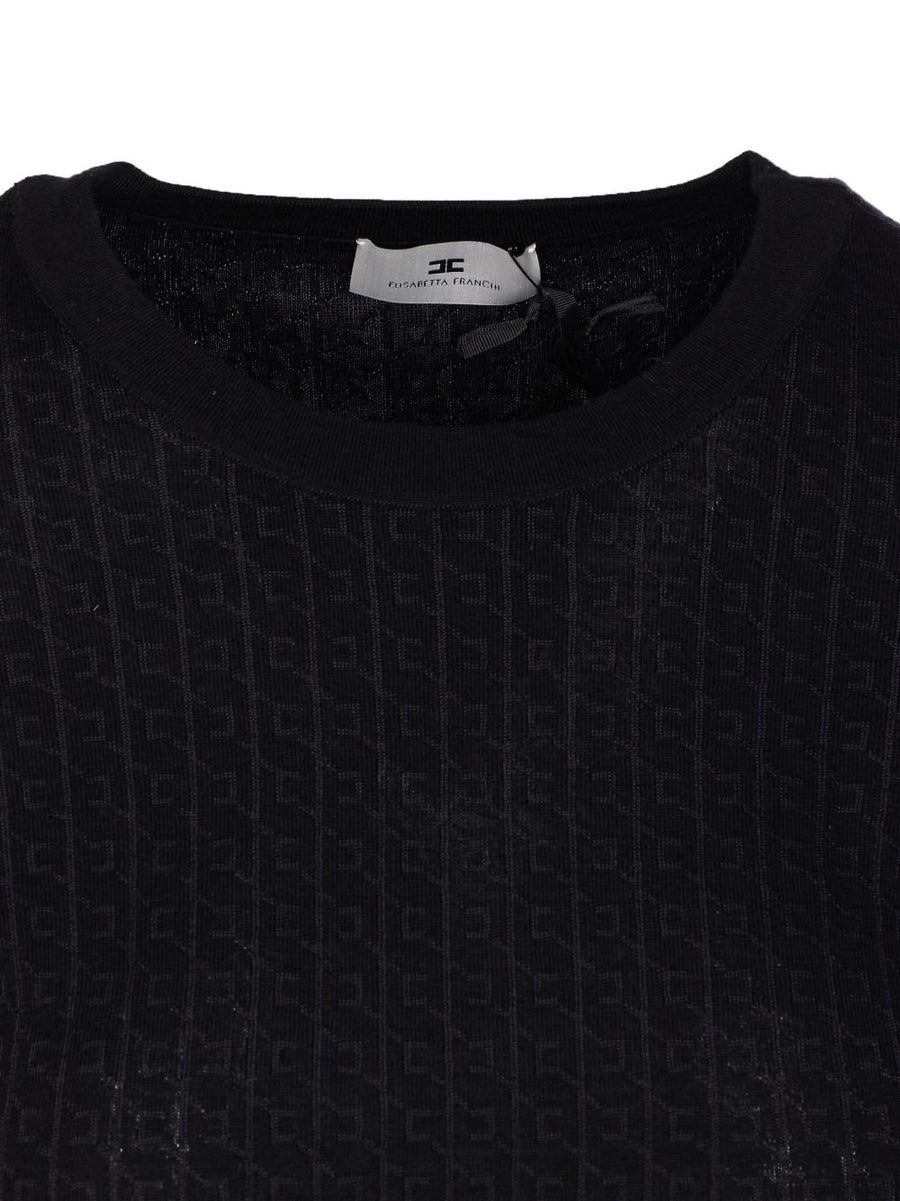Elisabetta Franchi Wool Blend Crewneck Sweater For Women Luxury Black Topwear Edition