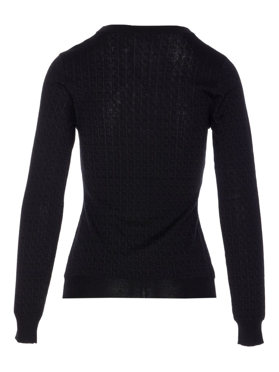 Elisabetta Franchi Wool Blend Crewneck Sweater For Women Luxury Black Topwear Edition