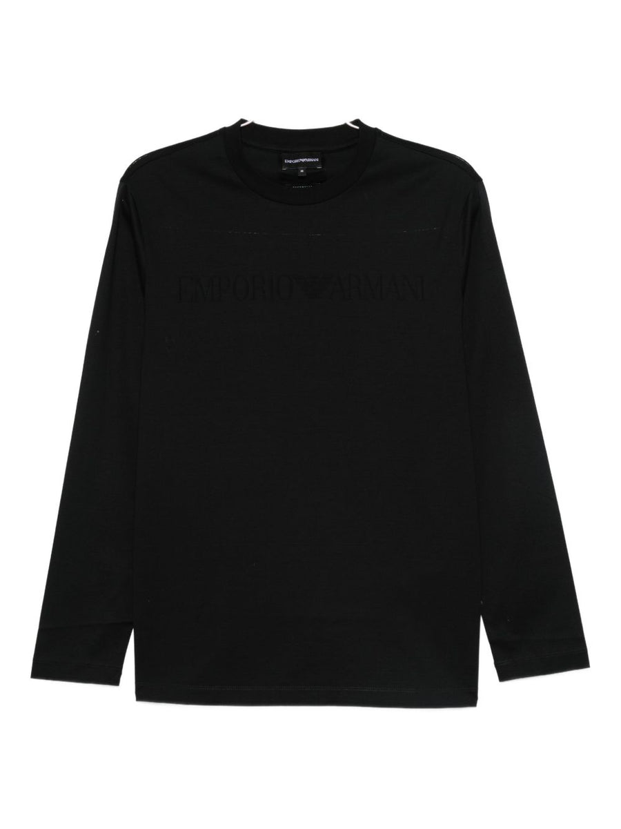 Emporio Armani Long Sleeve Cotton T Shirt For Men Navy Pure Cotton Breathable Luxury Basics