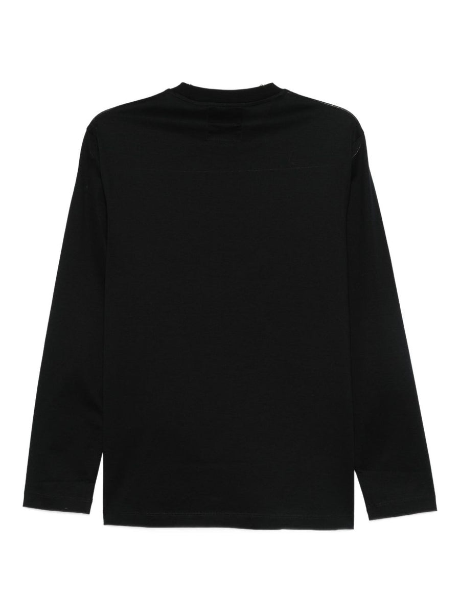 Emporio Armani Long Sleeve Cotton T Shirt For Men Navy Pure Cotton Breathable Luxury Basics
