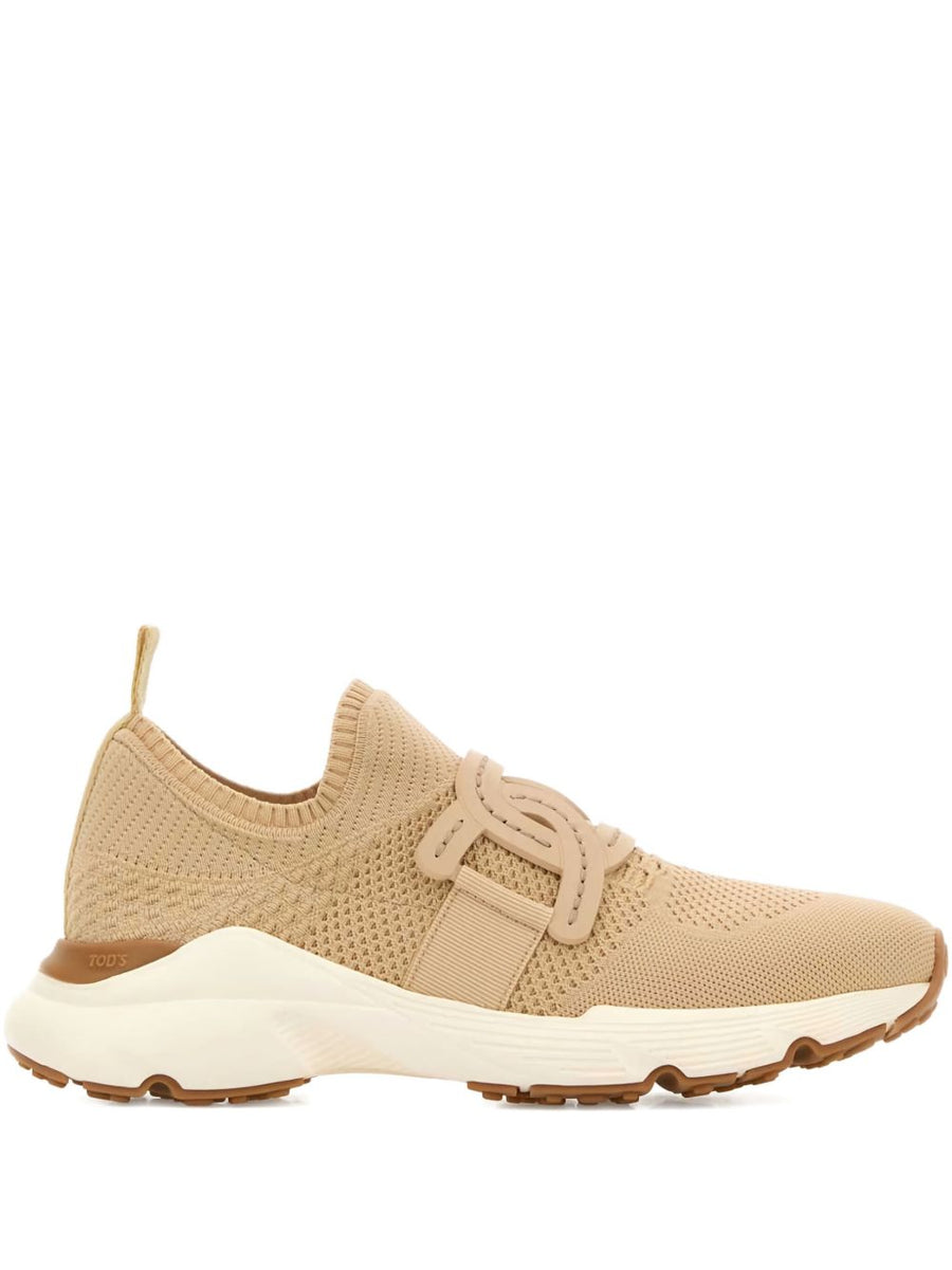 Tod's Sport Run Sneakers For Women Beige Knit Slip On Low Top With Rubber Sole Everyday Luxury