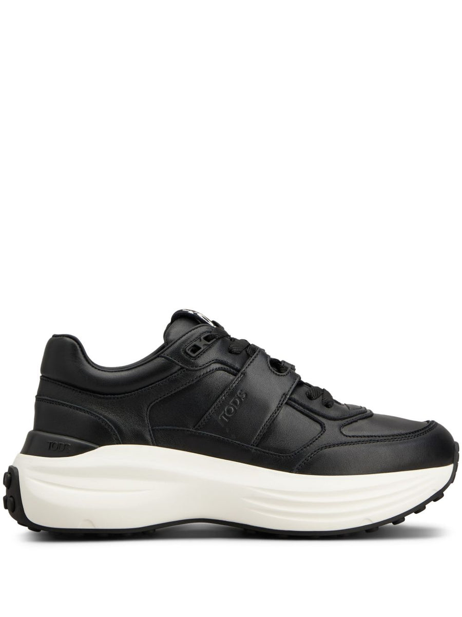 Tod's Leather Sneakers for Women Calf Leather Black Front Lace-Up Luxury Everyday Comfort