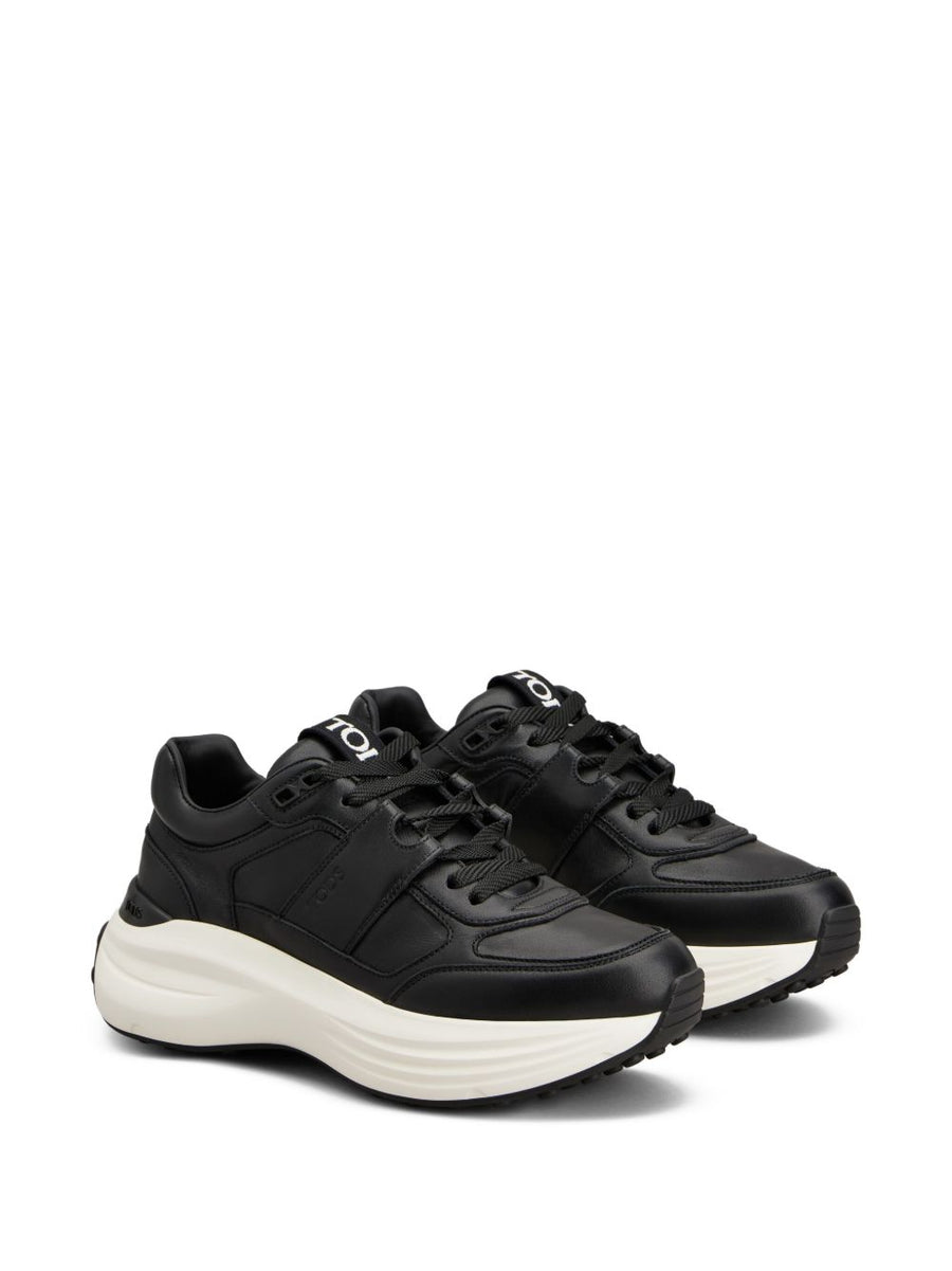 Tod's Leather Sneakers for Women Calf Leather Black Front Lace-Up Luxury Everyday Comfort