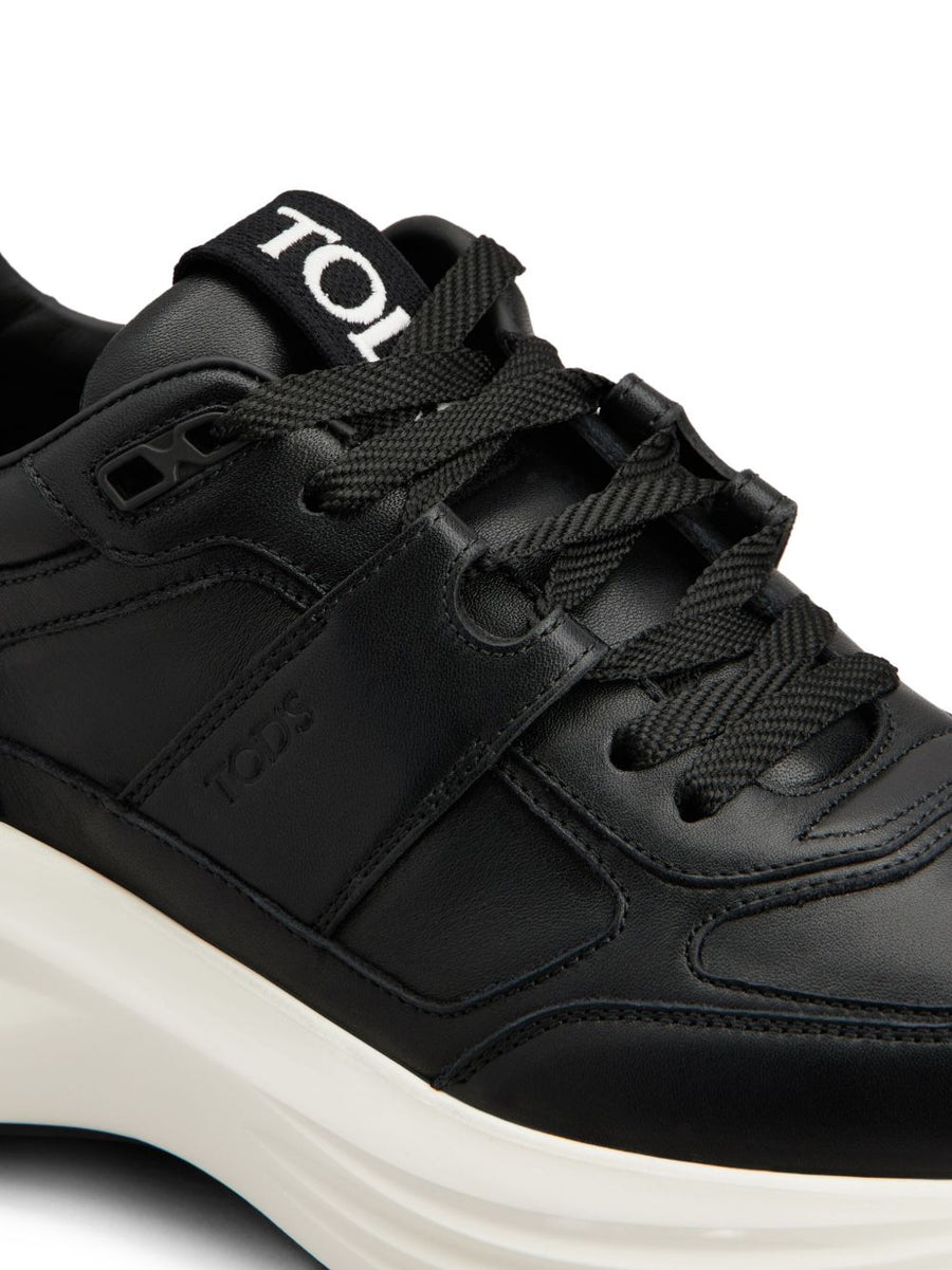 Tod's Leather Sneakers for Women Calf Leather Black Front Lace-Up Luxury Everyday Comfort