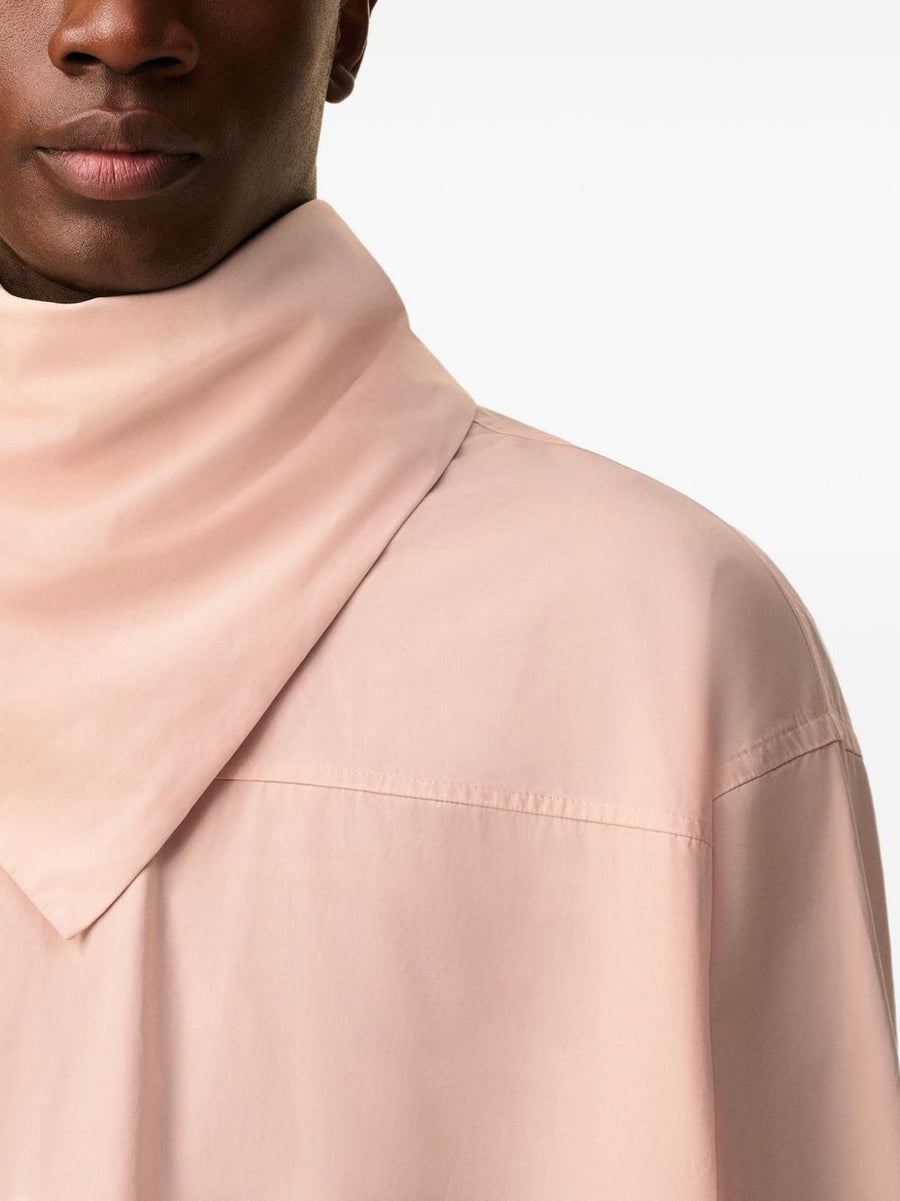 Ami Paris Bandana Collar Cotton Shirt Powder Pink For Women Luxury Everyday Wear