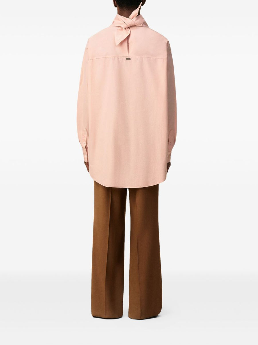 Ami Paris Bandana Collar Cotton Shirt Powder Pink For Women Luxury Everyday Wear