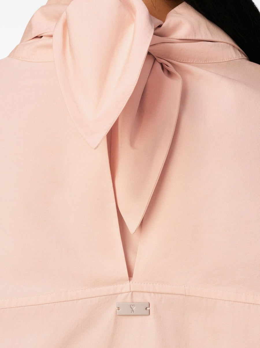 Ami Paris Bandana Collar Cotton Shirt Powder Pink For Women Luxury Everyday Wear