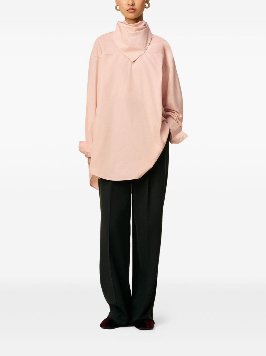 Ami Paris Bandana Collar Cotton Shirt Powder Pink For Women Luxury Everyday Wear