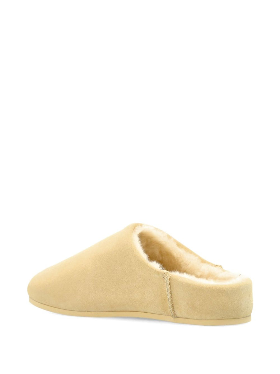 UGG Elea Slip On Sandals Women Beige Suede With Sheepskin Lining For Everyday Comfort 2cm Heel
