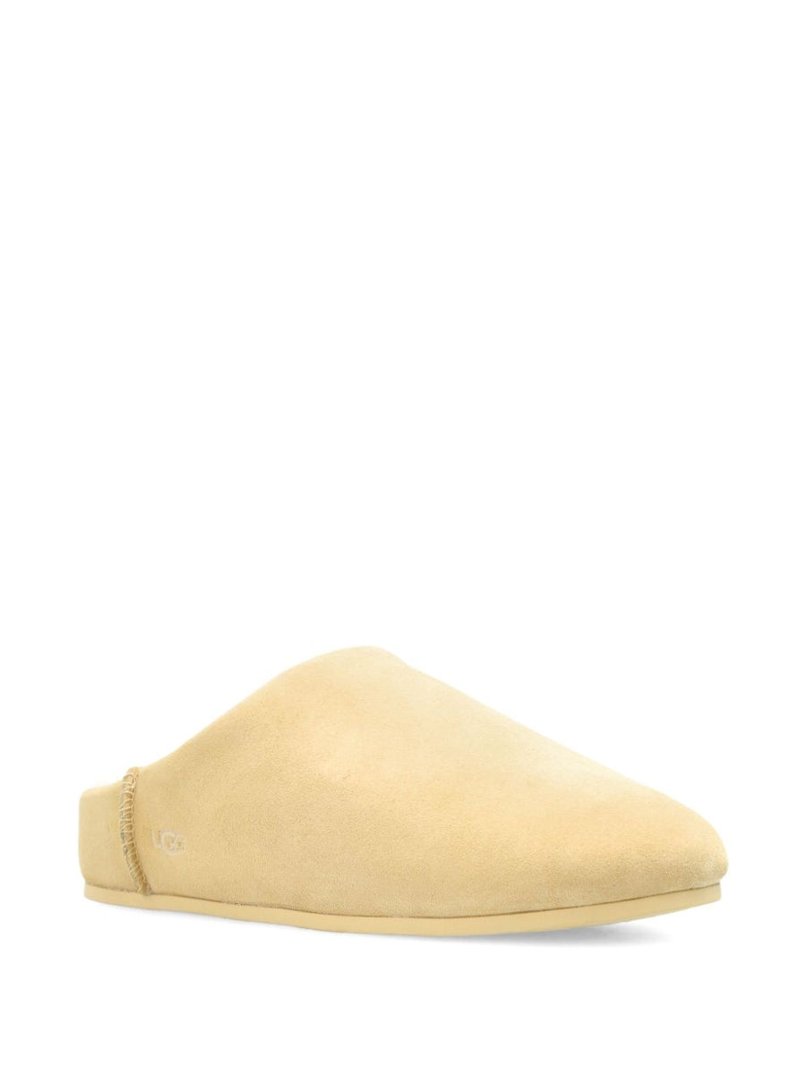 UGG Elea Slip On Sandals Women Beige Suede With Sheepskin Lining For Everyday Comfort 2cm Heel