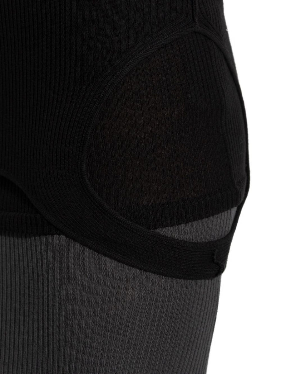 Balenciaga Sleeveless Maxi Dress With Architectural Statement Layered Ribbed Black Cotton For Women