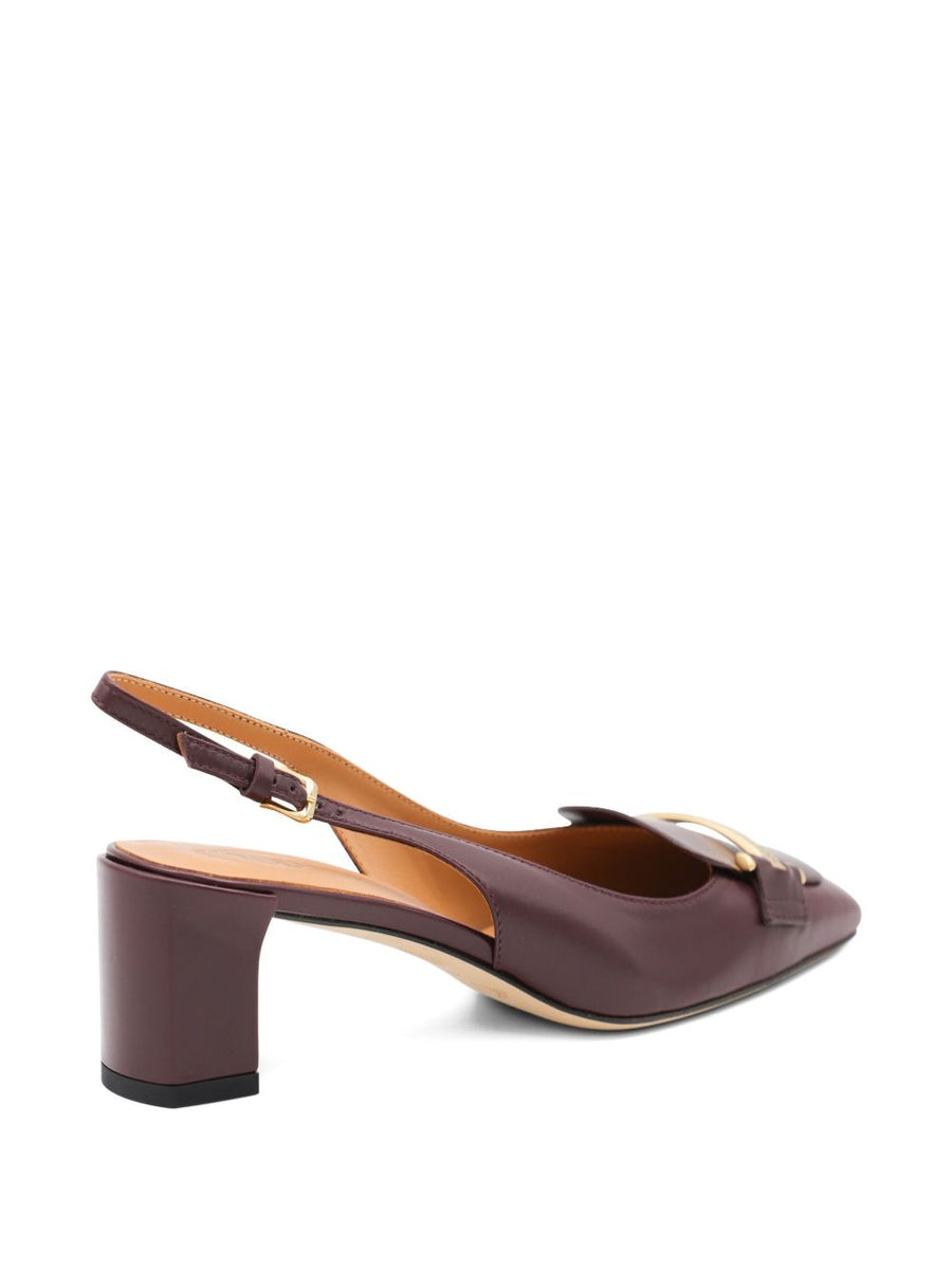 Tod's Barretta 40 Leather Slingback Pumps for Women with Gold Tone Bar Detail and Refined Versatility