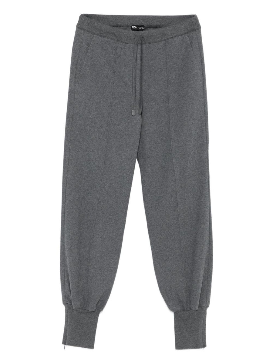 Tom Ford Cotton Sweatpants For Women Luxury Drawstring Waist Straight Leg Grey 100 Percent Cotton