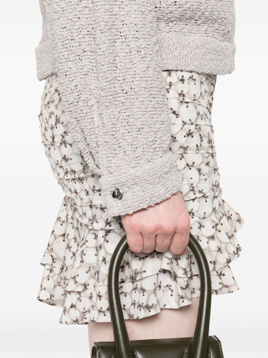 Iro Pabli Cotton Jacket For Women Light Grey With Textured Weave Button Front Patch Pockets