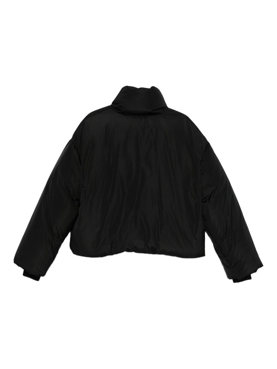Ami Paris Short Down Jacket For Women Sleek Black High Neck Puffer Travel Warmth