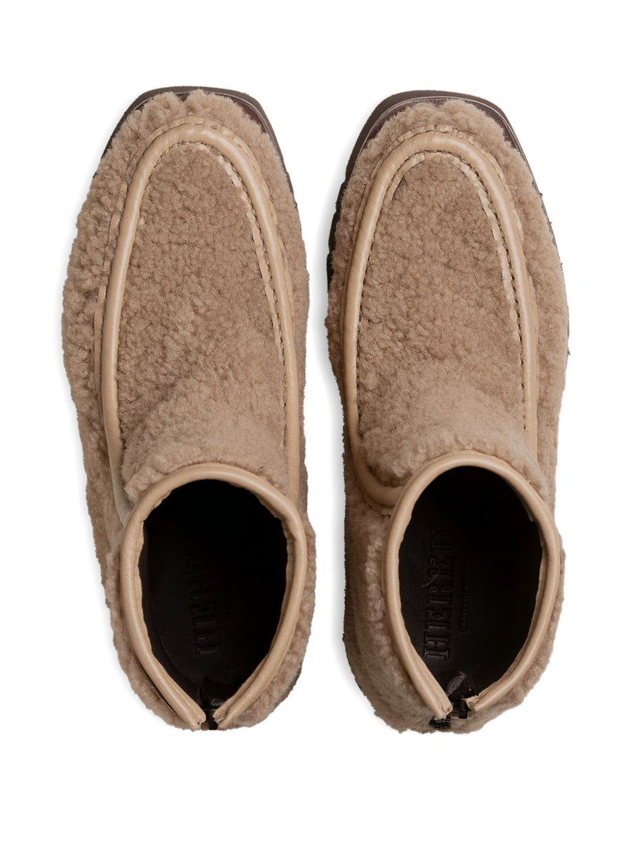Hereu Armenta Low Shearling Boots For Women Luxurious Warmth And Minimalist Back Zip