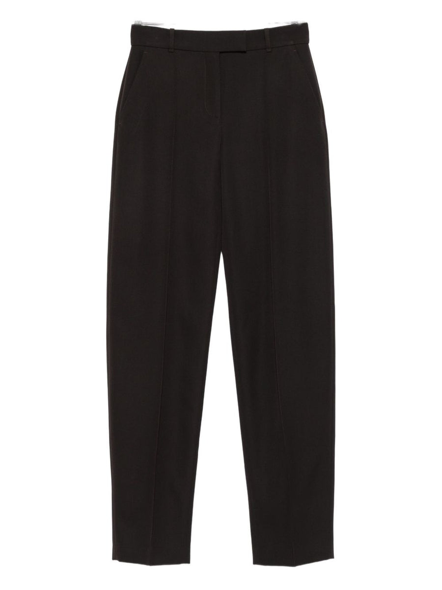 Alexander McQueen Wool Trousers For Women With Pressed Crease Tailored Fit Luxury Officewear