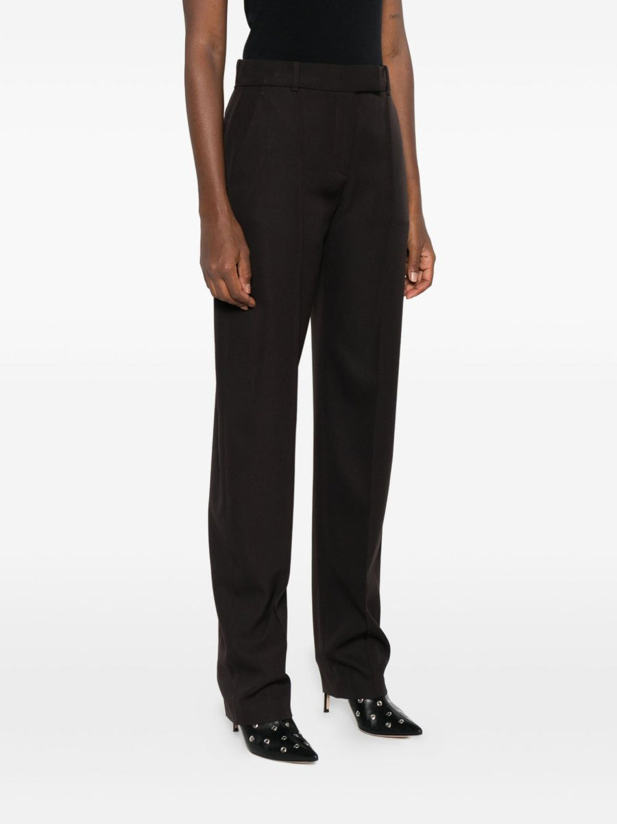 Alexander McQueen Wool Trousers For Women With Pressed Crease Tailored Fit Luxury Officewear