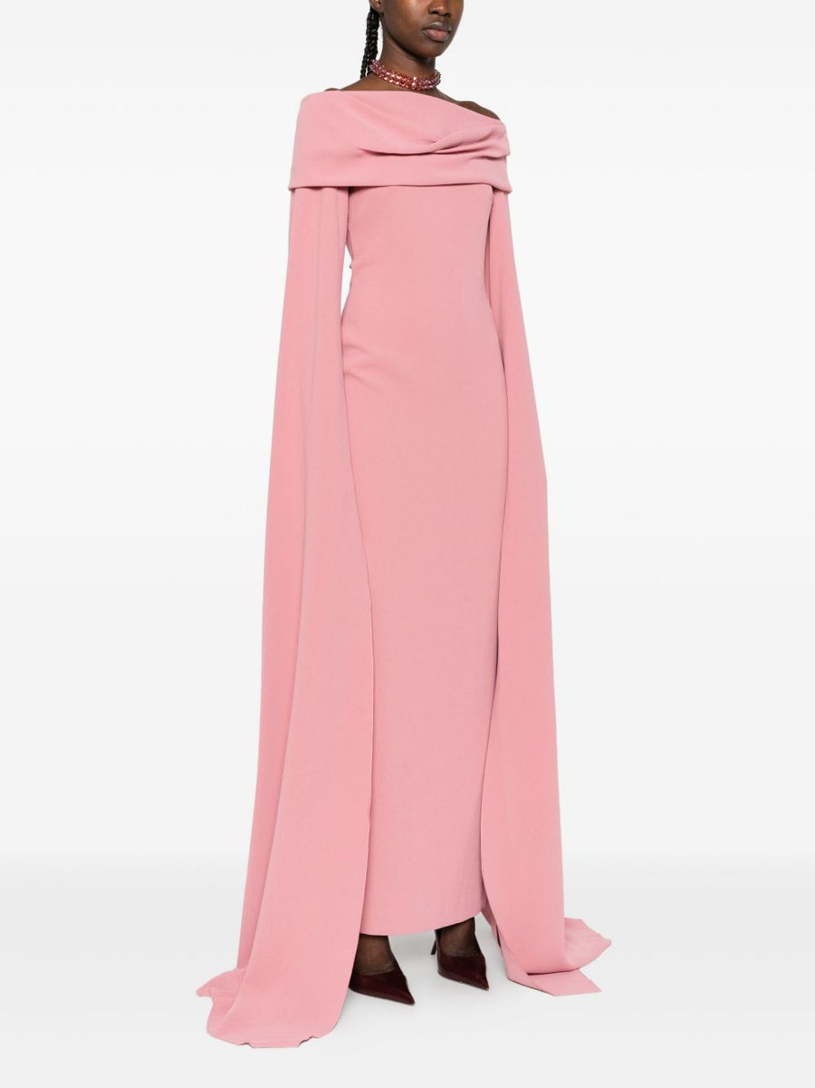 Solace London Nuri Midi Dress Pink Off Shoulder Silhouette Flattering Fit For Events Women