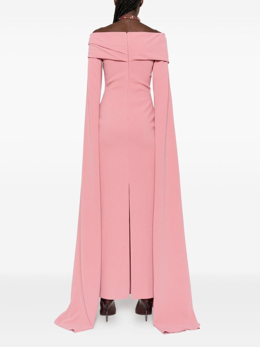Solace London Nuri Midi Dress Pink Off Shoulder Silhouette Flattering Fit For Events Women
