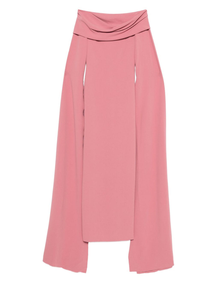 Solace London Nuri Midi Dress Pink Off Shoulder Silhouette Flattering Fit For Events Women