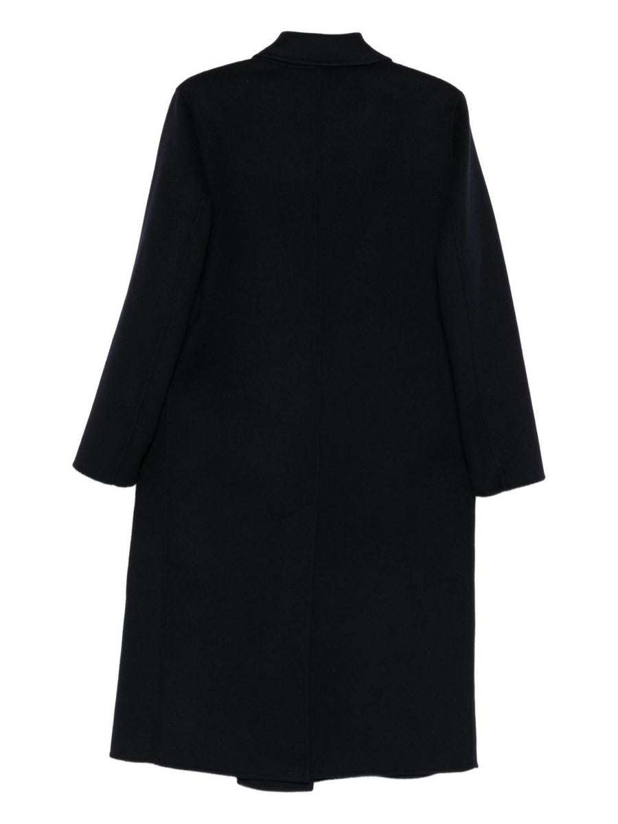 Paltò Arianna Wool Coat For Women Double Breasted Tailored Silhouette Dark Blue 100 Percent Wool Luxury Outerwear