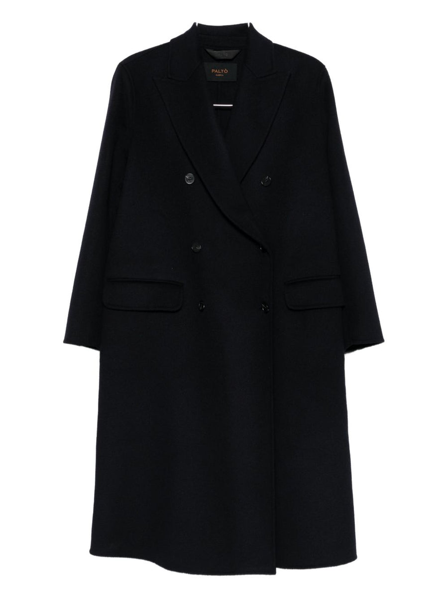 Paltò Arianna Wool Coat For Women Double Breasted Tailored Silhouette Dark Blue 100 Percent Wool Luxury Outerwear