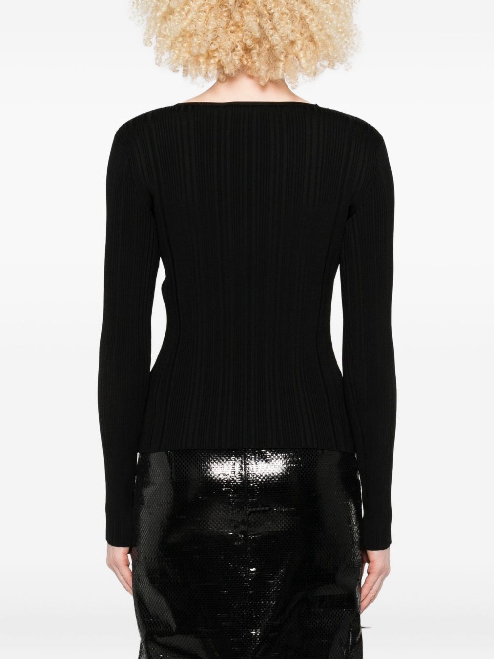 Self-Portrait Lace-trimmed ribbed top