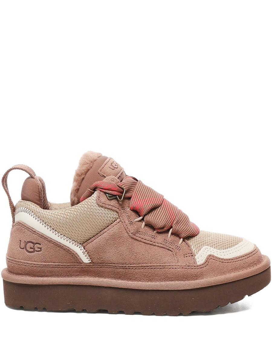 UGG Lowmel Leather Sneakers For Women With Dusty Rose Panels And Padded Collar Everyday Comfort