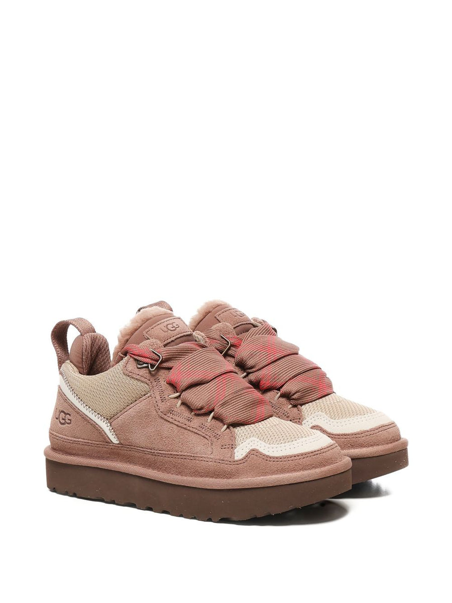 UGG Lowmel Leather Sneakers For Women With Dusty Rose Panels And Padded Collar Everyday Comfort