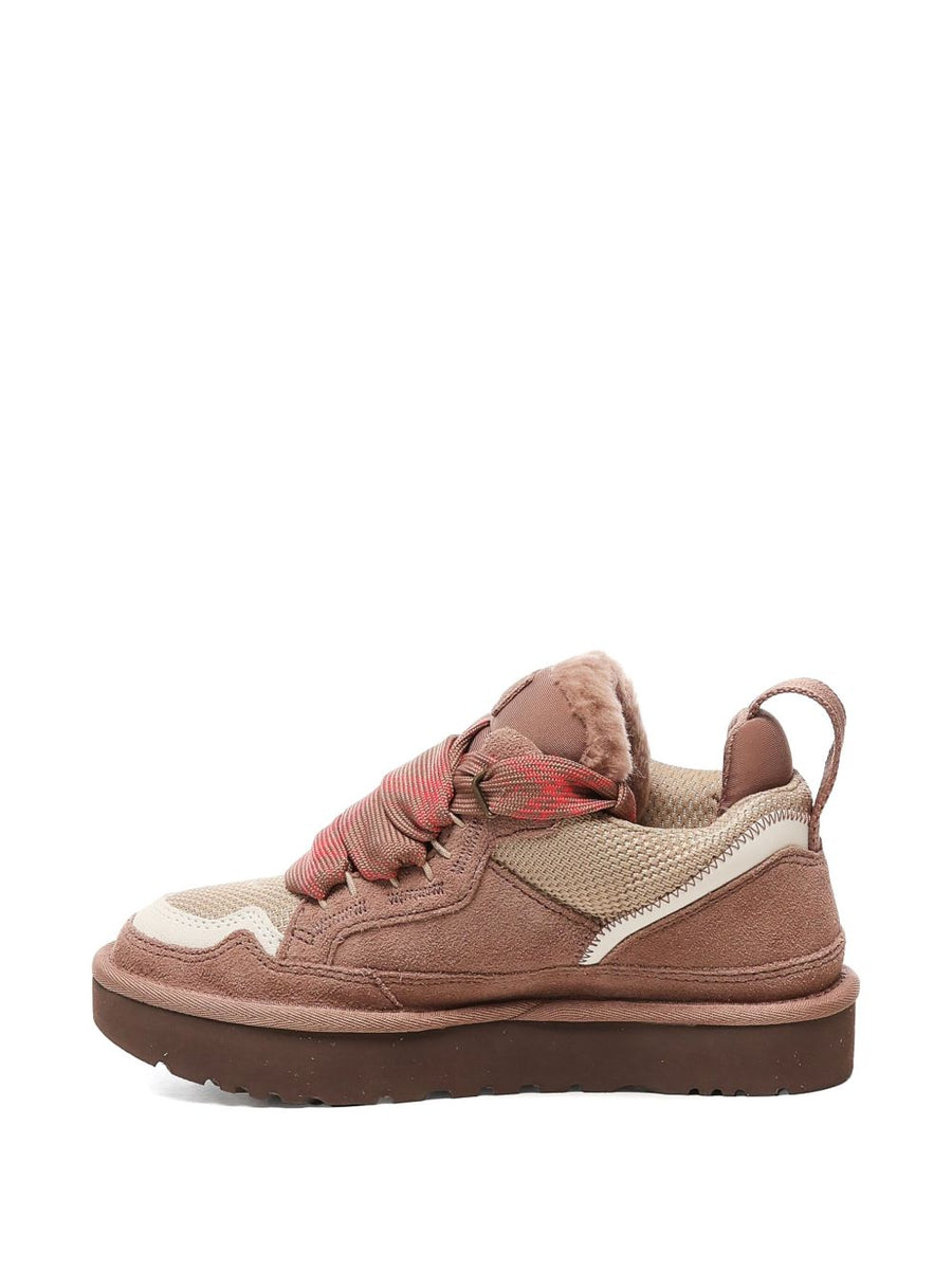 UGG Lowmel Leather Sneakers For Women With Dusty Rose Panels And Padded Collar Everyday Comfort
