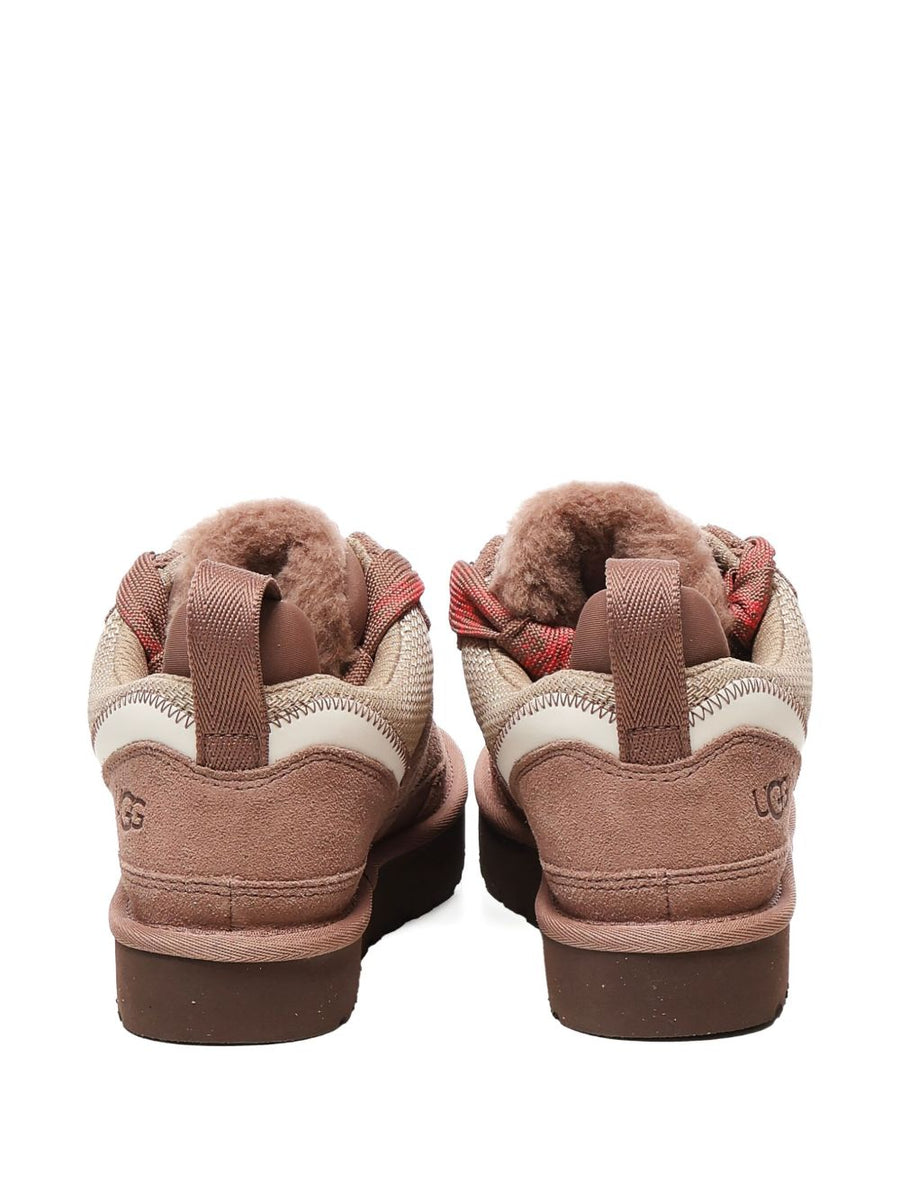 UGG Lowmel Leather Sneakers For Women With Dusty Rose Panels And Padded Collar Everyday Comfort