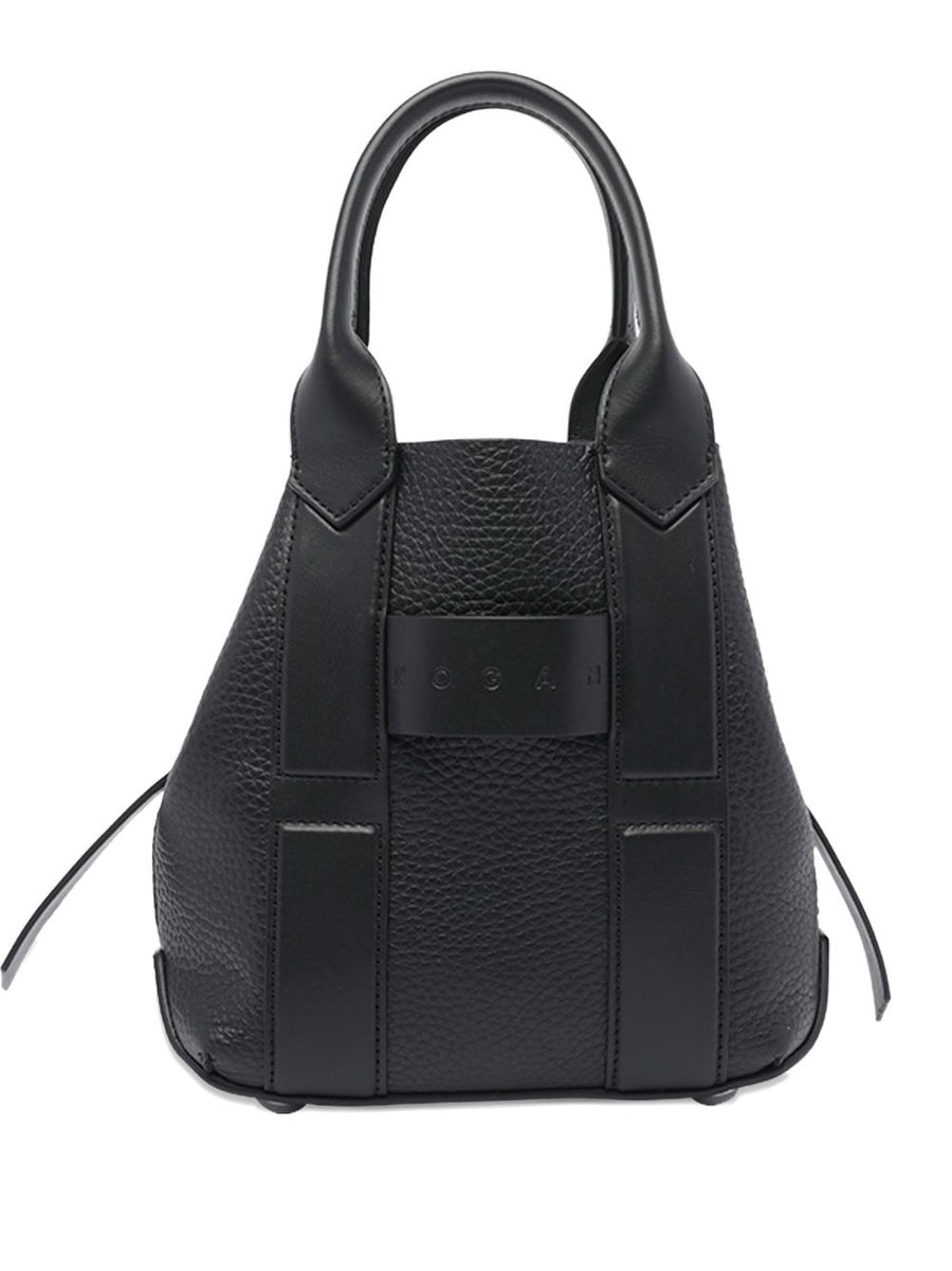 Hogan Pre Script Small Shopping Bag Black Calf Leather Concealed Closure Crossbody For Women