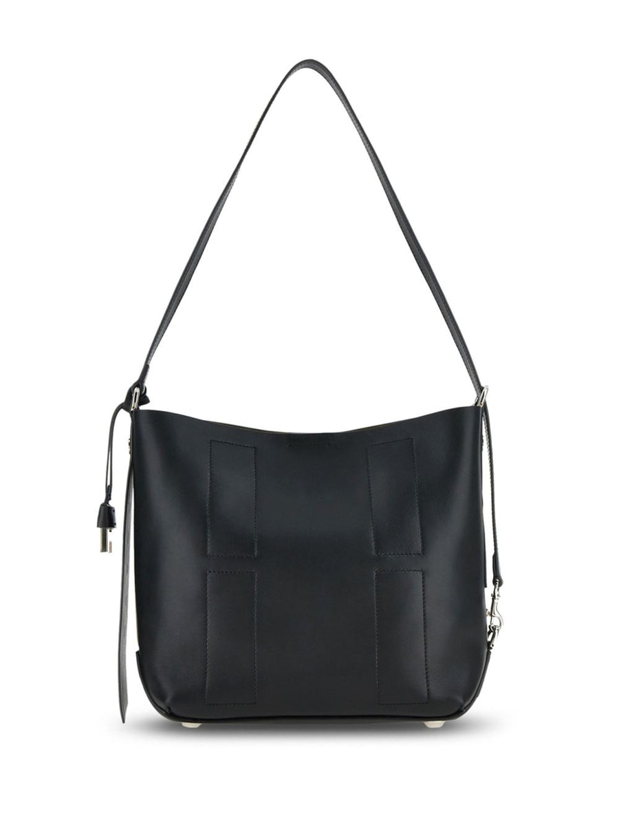 Hogan Pre Hocket Small Leather Hobo Bag For Women Luxury Compact Everyday City Style Magnetic Closure Silver Hardware