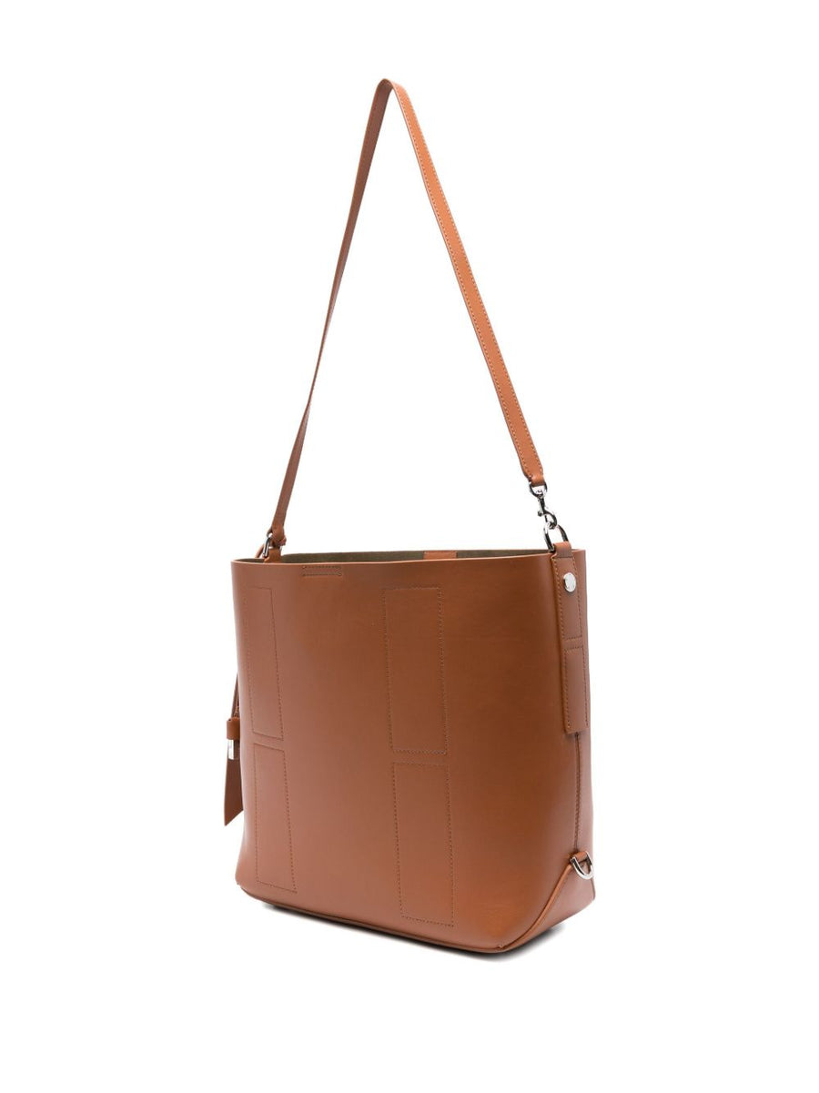 Hogan Hocket Small Hobo Bag Calf Leather Brown For Women Everyday Luxury With Panelled Texture And Compact Silhouette
