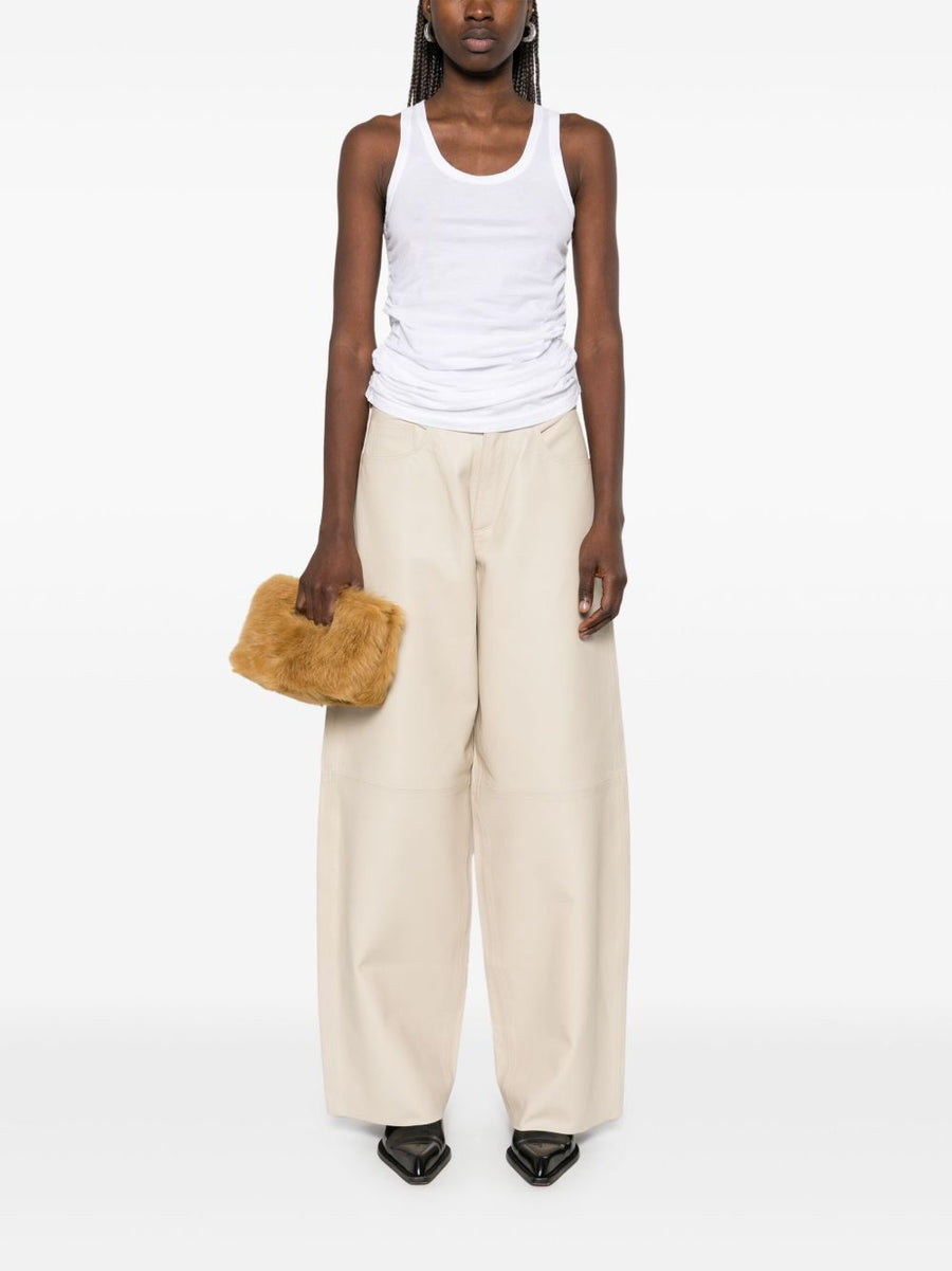 Leather Trousers Haikure Bethany For Women Ivory 100 Percent Lamb Leather Wide Leg Luxury