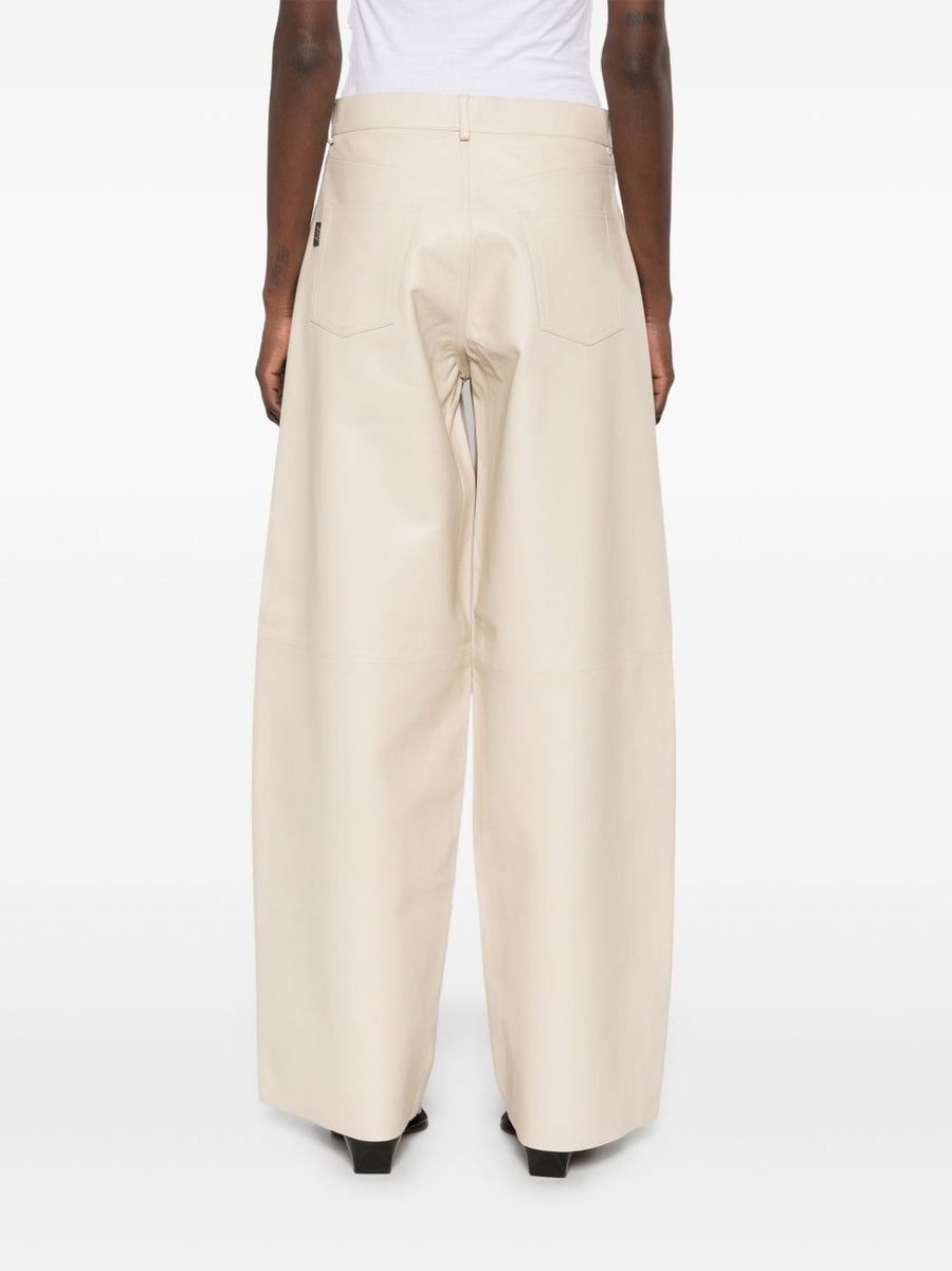 Leather Trousers Haikure Bethany For Women Ivory 100 Percent Lamb Leather Wide Leg Luxury