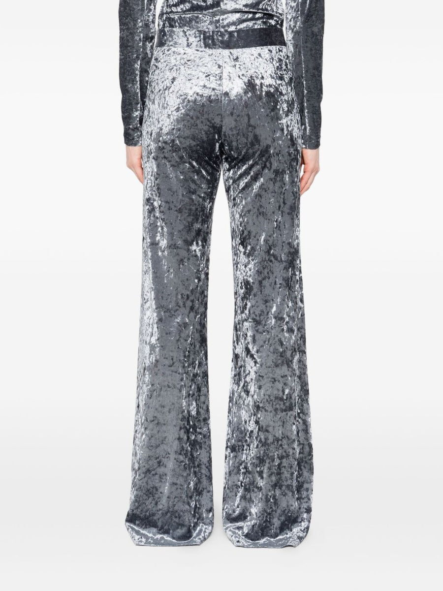 Forte Forte Velvet High Waisted Trousers Crushed Velvet Shadow Grey Refined Silhouette Luxurious For Modern Women