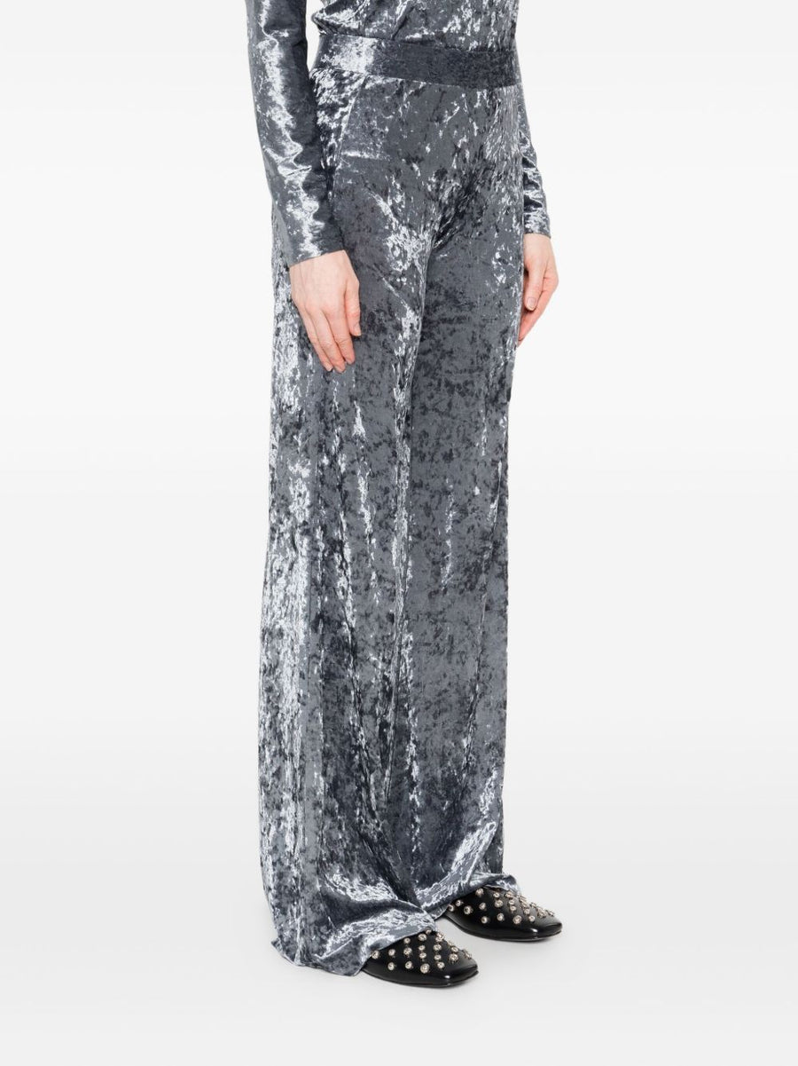 Forte Forte Velvet High Waisted Trousers Crushed Velvet Shadow Grey Refined Silhouette Luxurious For Modern Women