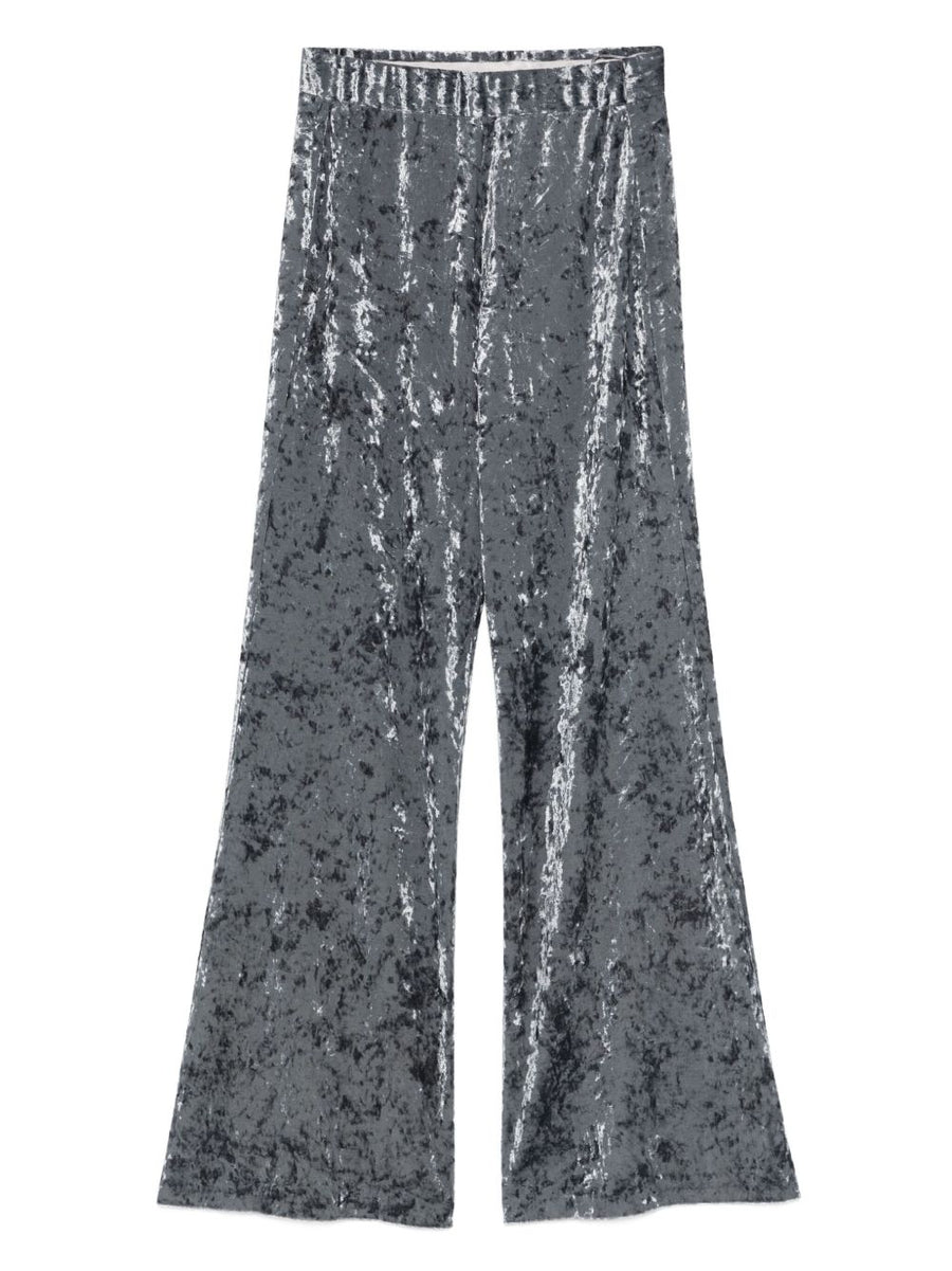 Forte Forte Velvet High Waisted Trousers Crushed Velvet Shadow Grey Refined Silhouette Luxurious For Modern Women
