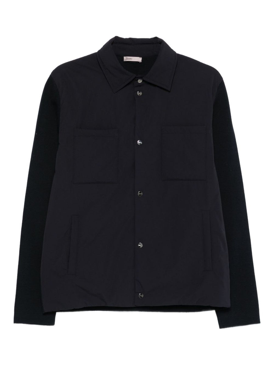 Herno Cotton Jacket For Men Versatile Everyday Layering Breathable Stretch Fabric Blue