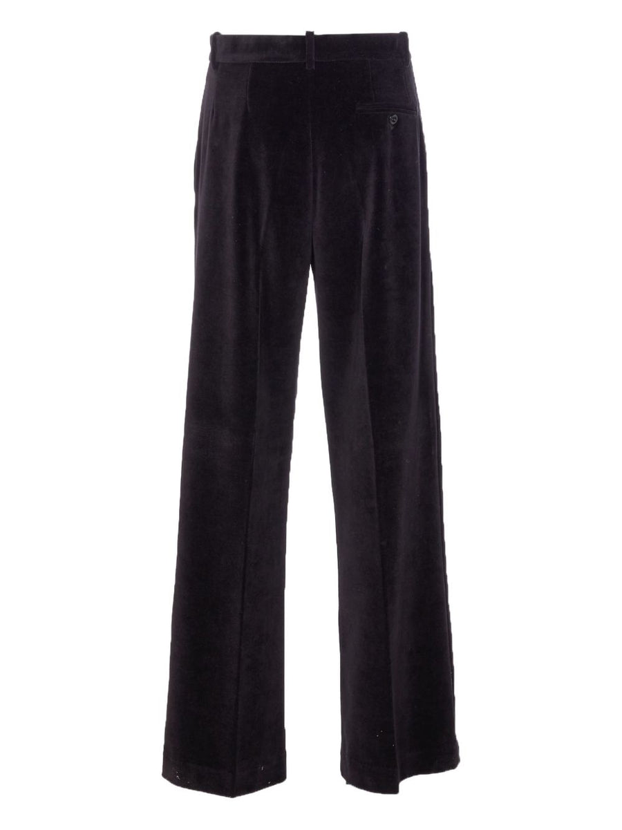 Circolo 1901 Velvet Cotton Wide Leg Trousers For Women Luxury Tailored Comfort Fit