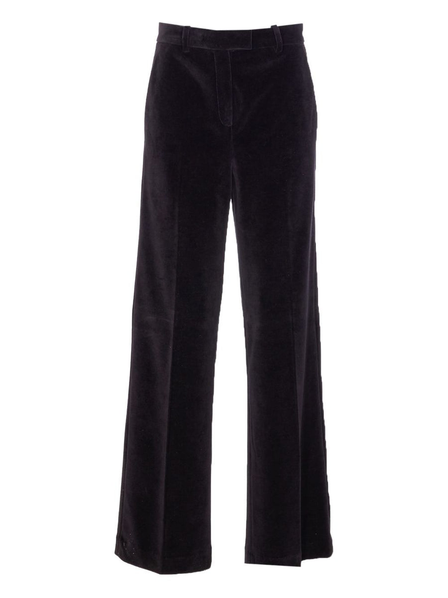 Circolo 1901 Velvet Cotton Wide Leg Trousers For Women Luxury Tailored Comfort Fit