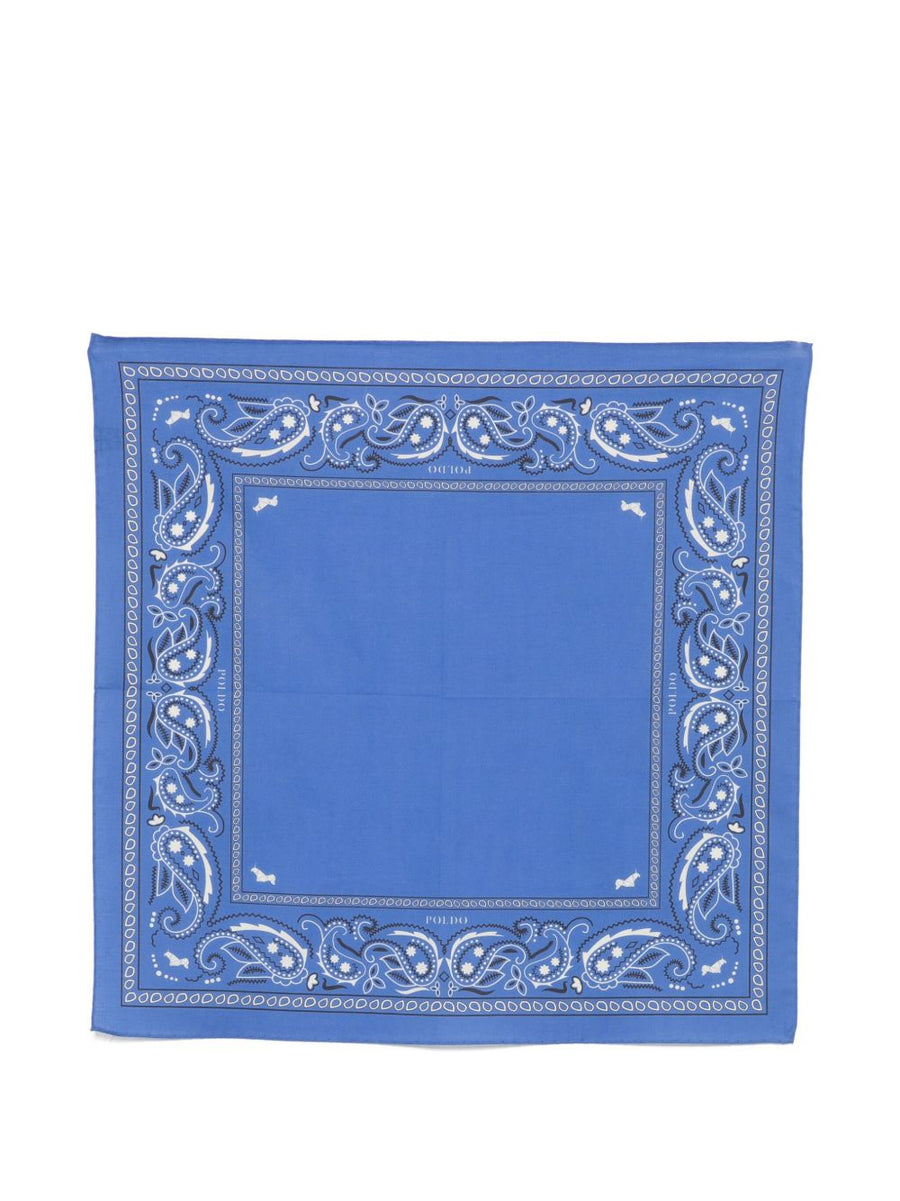 Poldo Dog Couture Blue Paisley Bandana for Dogs Luxury Fabric Accessory 50x50 cm